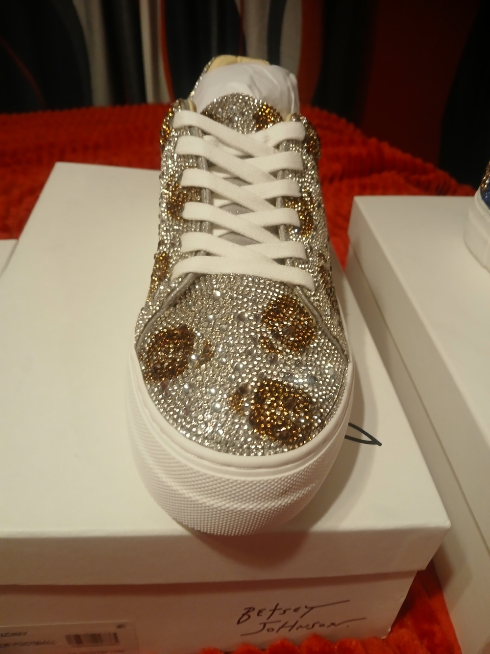 Betsey Johnson Silver & Gold Crystal Embellished Sneaker